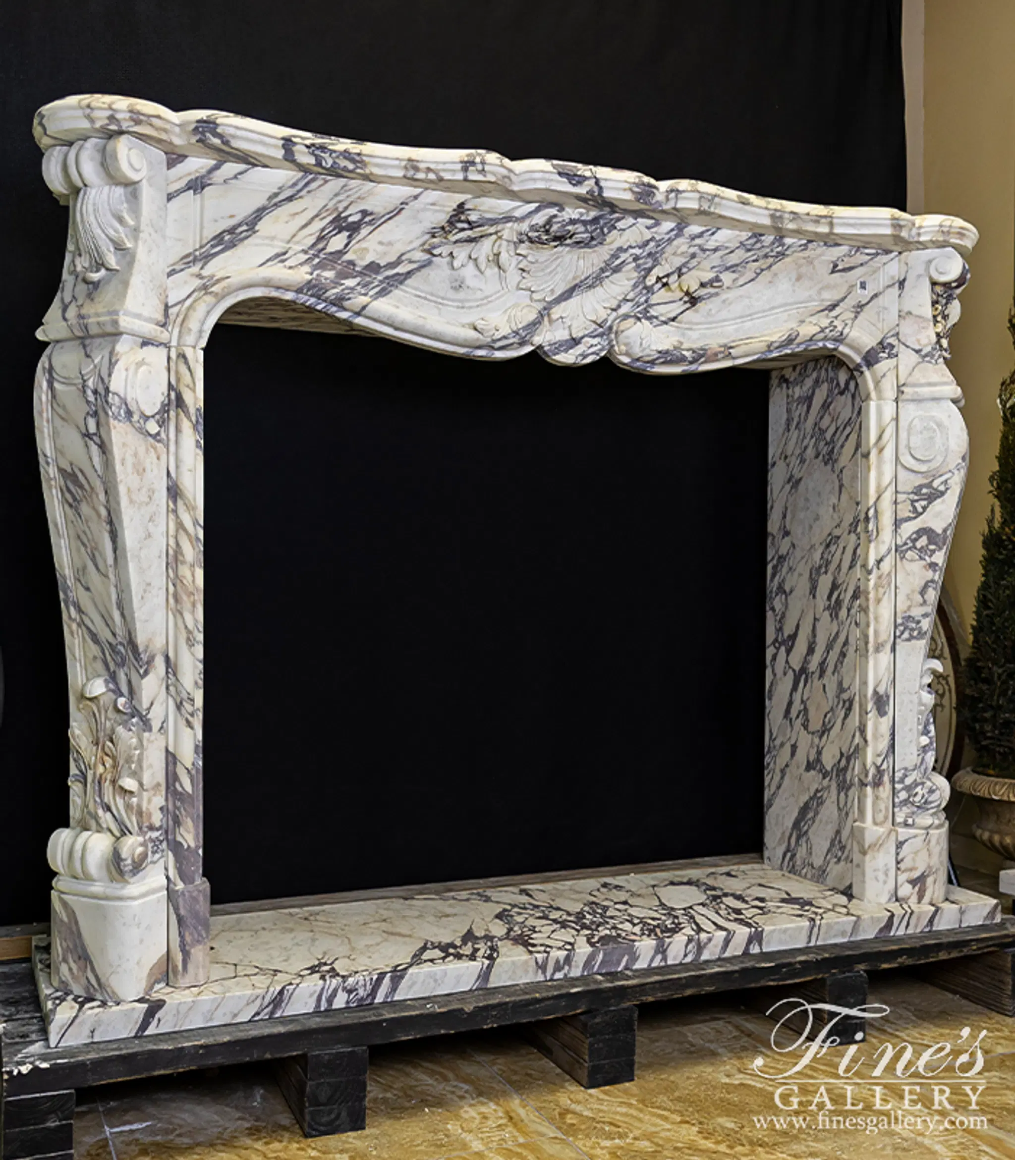 Marble Fireplaces - Louis VI Mantel In Italian Breccia Viola